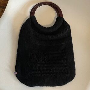 Elegant Black Knit Handbag Ralph Lauren Y2K